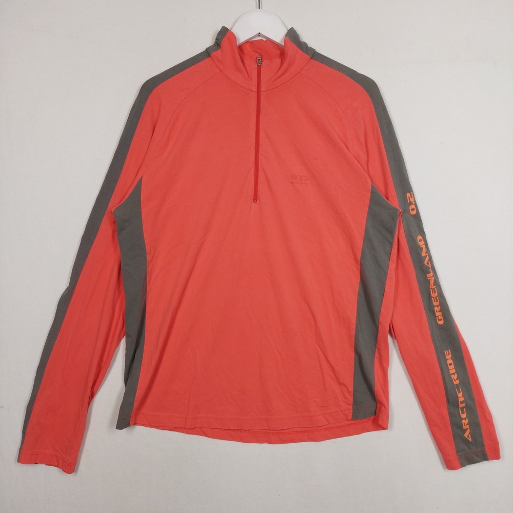 Hugo Boss Green Label Mens Coral Orange Arctic Ride Quarter Zip Pullover M